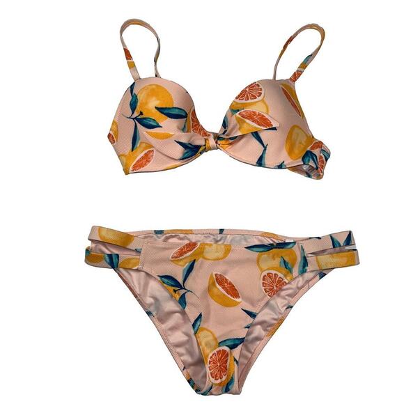 Shade & Shore Pink Grapefruit Two Piece Bikini Swim Suit Size 34B/Medium - Picture 1 of 10